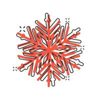 fiocco di neve icona nel comico stile. neve fiocco inverno vettore cartone animato illustrazione pittogramma. Natale nevicata ornamento attività commerciale concetto spruzzo effetto.