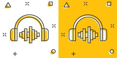 cuffie cuffia icona nel comico stile. cuffie vettore cartone animato illustrazione pittogramma. Audio aggeggio attività commerciale concetto spruzzo effetto.