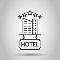Hotel 5 stelle cartello icona nel piatto stile. Locanda edificio vettore illustrazione su bianca isolato sfondo. ostello camera attività commerciale concetto.