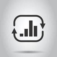 in crescita bar grafico icona nel piatto stile. aumentare freccia vettore illustrazione su bianca isolato sfondo. Infografica progresso attività commerciale concetto.