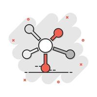 vettore cartone animato sociale Rete, molecola, dna icona nel comico stile. molecola cartello illustrazione pittogramma. dna attività commerciale spruzzo effetto concetto.