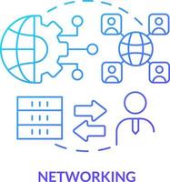 networking blu pendenza concetto icona. cliente server connessione. dati accesso. programmazione abilità astratto idea magro linea illustrazione. isolato schema disegno vettore