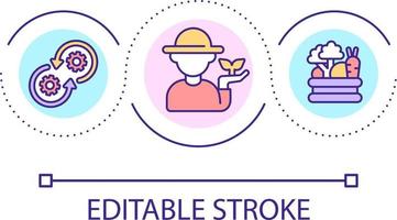agricolo attività commerciale ciclo continuo concetto icona. azienda agricola professionale. agribusiness astratto idea magro linea illustrazione. agricoltura industria. isolato schema disegno. modificabile ictus vettore