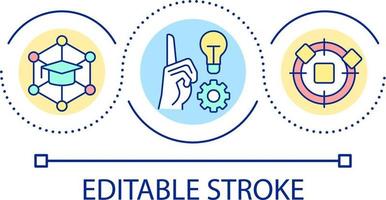 messa a fuoco su importante fatti e informazione ciclo continuo concetto icona. ricordare Materiale tecnica astratto idea magro linea illustrazione. isolato schema disegno. modificabile ictus vettore