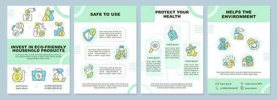 investire nel eco domestico prodotti verde opuscolo modello. volantino design con lineare icone. modificabile 4 vettore layout per presentazione, annuale rapporti