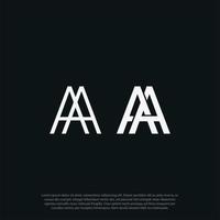 semplice monocromatico lettering aa logo design simbolo vettore con interconnessione concetto