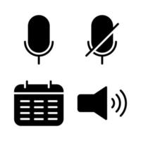 utente interfaccia icone impostare. microfono, mic muto, orario, Audio. Perfetto per sito web mobile app, App icone, presentazione, illustrazione e qualunque altro progetti vettore
