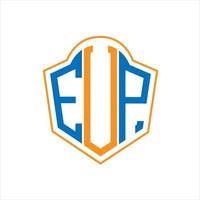 eup astratto monogramma scudo logo design su bianca sfondo. eup creativo iniziali lettera logo. vettore