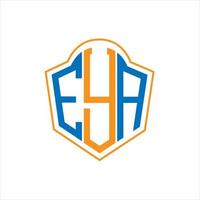 ehi astratto monogramma scudo logo design su bianca sfondo. ehi creativo iniziali lettera logo. vettore