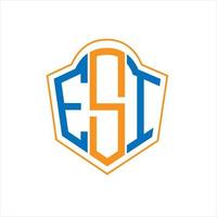 esi astratto monogramma scudo logo design su bianca sfondo. esi creativo iniziali lettera logo. vettore