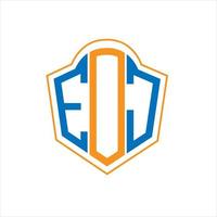 eoj astratto monogramma scudo logo design su bianca sfondo. eoj creativo iniziali lettera logo. vettore