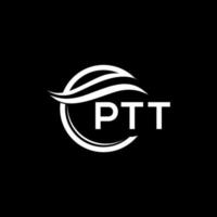 ptt lettera logo design su nero sfondo. ptt creativo cerchio logo. ptt iniziali lettera logo concetto. ptt lettera design. vettore