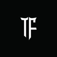 tf monogramma lettera logo nastro con stile scudo isolato su sfondo nero vettore