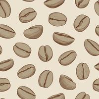 seamless pattern di caffè. schizzo disegnato a mano di chicchi di caffè. sfondo di caffè bevanda calda vettore