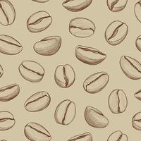 seamless pattern di caffè. schizzo disegnato a mano di chicchi di caffè. sfondo di caffè bevanda calda vettore