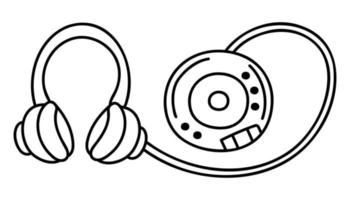 carino scarabocchio CD giocatore a partire dal il collezione di Femminile adesivi. cartone animato bianca e nero vettore illustrazione.