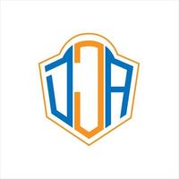 dja astratto monogramma scudo logo design su bianca sfondo. dja creativo iniziali lettera logo. vettore