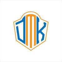 dmk astratto monogramma scudo logo design su bianca sfondo. dmk creativo iniziali lettera logo. vettore