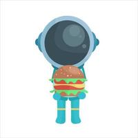 personaggio astronauta Tenere hamburger nel carino cartone animato stile vettore