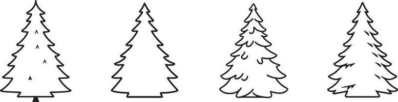 minimalista disegnato a mano pino albero illustrazione nel piatto design stile vettore