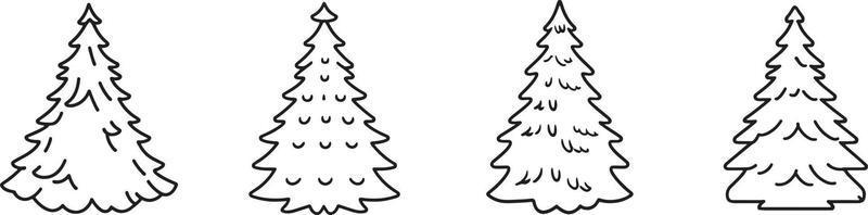 minimalista disegnato a mano pino albero illustrazione nel piatto design stile vettore