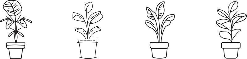 minimalista collezione di disegnato a mano homeplant pentole nel piatto design vettore