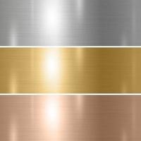 set di argento oro rame metallo texture di sfondo illustrazione vettoriale