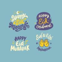 eid mubarak lettering tipografia vettore