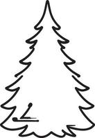 minimalista disegnato a mano pino albero illustrazione nel piatto design stile vettore