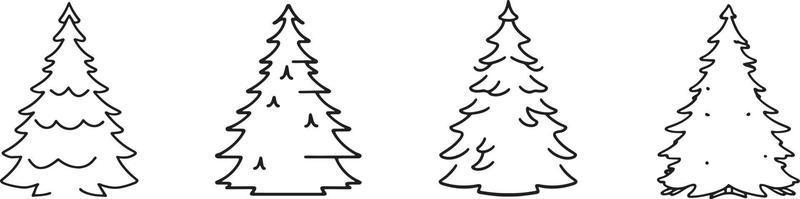 minimalista disegnato a mano pino albero illustrazione nel piatto design stile vettore