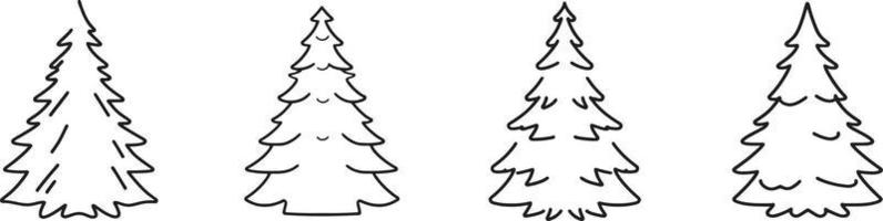 minimalista disegnato a mano pino albero illustrazione nel piatto design stile vettore