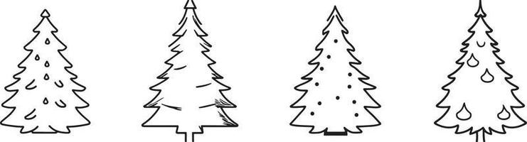 minimalista disegnato a mano pino albero illustrazione nel piatto design stile vettore