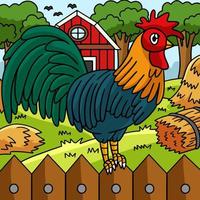 Gallo animale colorato cartone animato illustrazione vettore