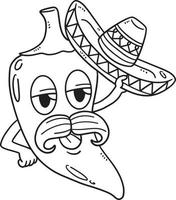 cinco de mayo jalapeno con sombrero isolato vettore