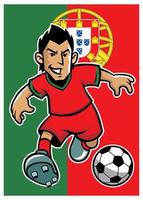 Portogallo calcio giocatore con bandiera sfondo vettore