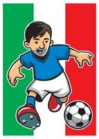 Italia calcio giocatore con bandiera sfondo vettore