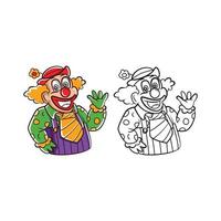 colorazione libro clown cartone animato personaggio vettore