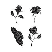 rosa fiore nero illustrazione impostato collezione vettore