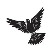 nero silhouette di colomba volante vettore