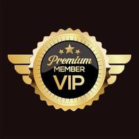 d'oro distintivo vip premio membro design isolato su nero sfondo vettore