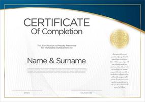 certificato o diploma di completamento design modello bianca sfondo vettore illustrazione