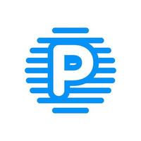 iniziale p cerchio linea logo vettore
