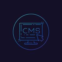 cms, icona del sistema di gestione dei contenuti, vector.eps lineare vettore