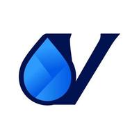 iniziale v acqua far cadere logo vettore