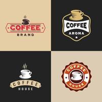 set di disegni di badge caffè vintage vettore