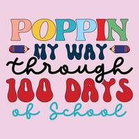 100 giorno di scuola svg maglietta disegno, retrò 100 giorno di scuola svg maglietta disegno, 100 giorno di scuola maglietta design vettore