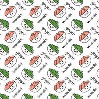 kawaii Sushi illustrazione. vettore piatto mano disegnato senza soluzione di continuità modello