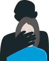 un' rapitore coperto il viso di un' piccolo bambino. rapimento. bambino abuso, violenza. Da donna violenza. in direzione bambini concetto design. vettore illustrazione