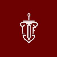se iniziale logo monogramma design per legale avvocato vettore Immagine con spada e scudo