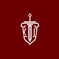kd iniziale logo monogramma design per legale avvocato vettore Immagine con spada e scudo